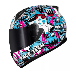 CAPACETE SECTOR MONSTERS WHITE/BLUE / 56/S / RACETECH