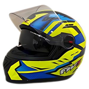 CAPACETE FW3 GTX FOX COM OCULOS AMARELO COM AZUL 60