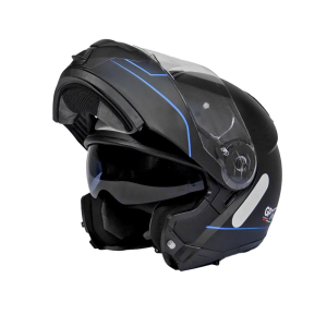 CAPACETE GP TECH A118 SV ROAD ARTICULADO ROBOCOP FOSCO PRETO-AZUL 58