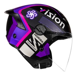 CAPACETE NORISK NEO VIZION MATTE BLK/PURPLE 58/M