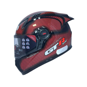 CAPACETE FW3 GT RACING CARBON FIBER COM OCULOS INTERNO E AEROFOLIO / VERMELHO / 60