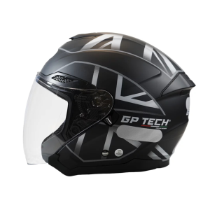 CAPACETE GP TECH OPEN OF669 UK FOSCO PRETO/BRANCO 56