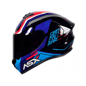 CAPACETE ASX DRAKEN COUGAR BRILHO PRETO/AZUL/VERMELHO 56/S