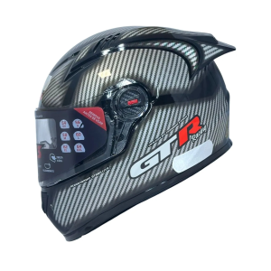 CAPACETE FW3 GT RACING CARBON FIBER COM OCULOS INTERNO E AEROFOLIO / PRATA / 60