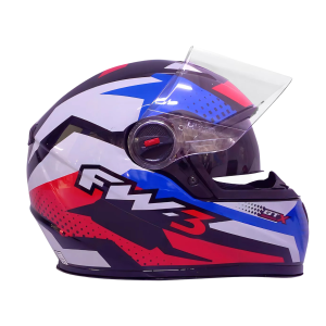 CAPACETE FW3 GTX SUPER  VERMELHO C/ AZUL E BRANCO C/ ÓCULOS 56