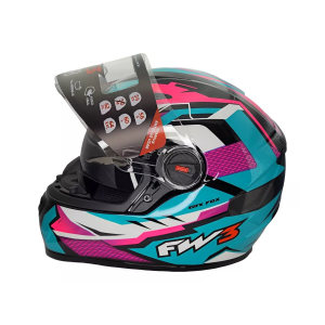 CAPACETE FW3 GTX SUPER AZUL TIFFANY C/ ROSA E BRANCO  56