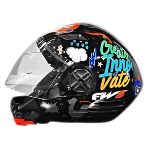 CAPACETE X OPEN STICKERS PRETO BRILHANTE 60 FW3