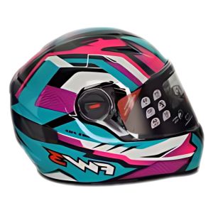 CAPACETE FW3 GTX SUPER AZUL TIFFANY C/ ROSA E BRANCO C/ OCULOS 60