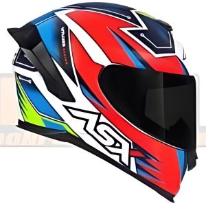 CAPACETE ASX EAGLE RACING ATTACKER BRILHO BRANCO/AZUL/VERMELHO 62/XL