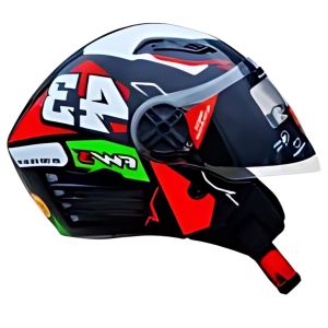 CAPACETE FW3 X OPEN UP 43 COM OCULOS VERMELHO E VERDE 60