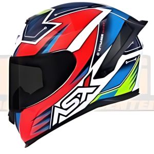 CAPACETE ASX EAGLE RACING ATTACKER BRILHO BRANCO/AZUL/VERMELHO 62/XL