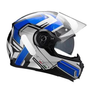 CAPACETE GP TECH A118 SV FUSION ARTICULADO ROBOCOP PRETO-AZUL 58 COD FAB: 1192