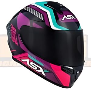 CAPACETE ASX DRAKEN COUGAR BRILHO PRETO/PINK/TIFFANY 60/L