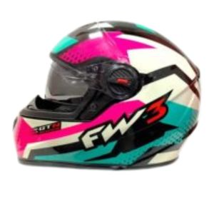 CAPACETE FW3 GTX SUPER AZUL TIFFANY C/ ROSA E BRANCO C/ OCULOS 56