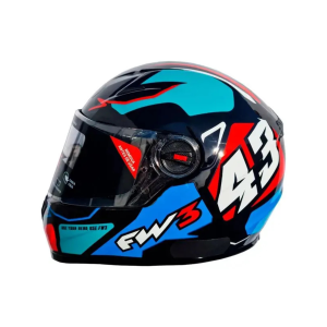 CAPACETE FW3 GTX 43 COM OCULOS AZUL E VERMELHO 58