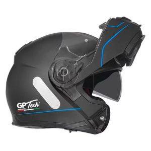 CAPACETE GP TECH A118 SV ROAD ARTICULADO ROBOCOP FOSCO PRETO-AZUL 58